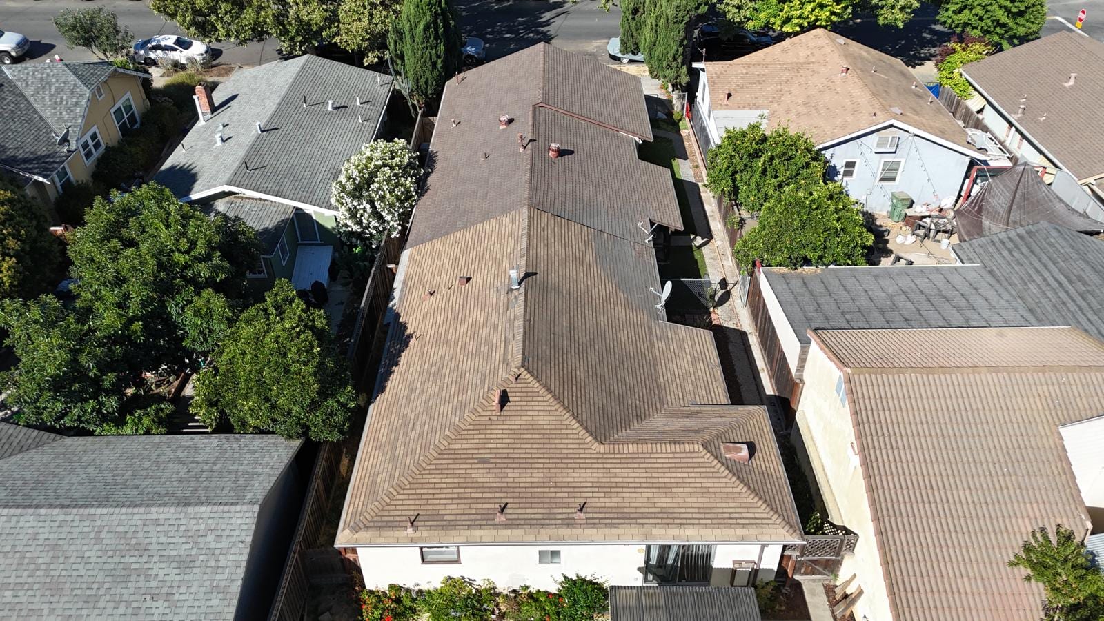 Gray Shingle Reroof on a Blue Craftsman in San Francisco — before