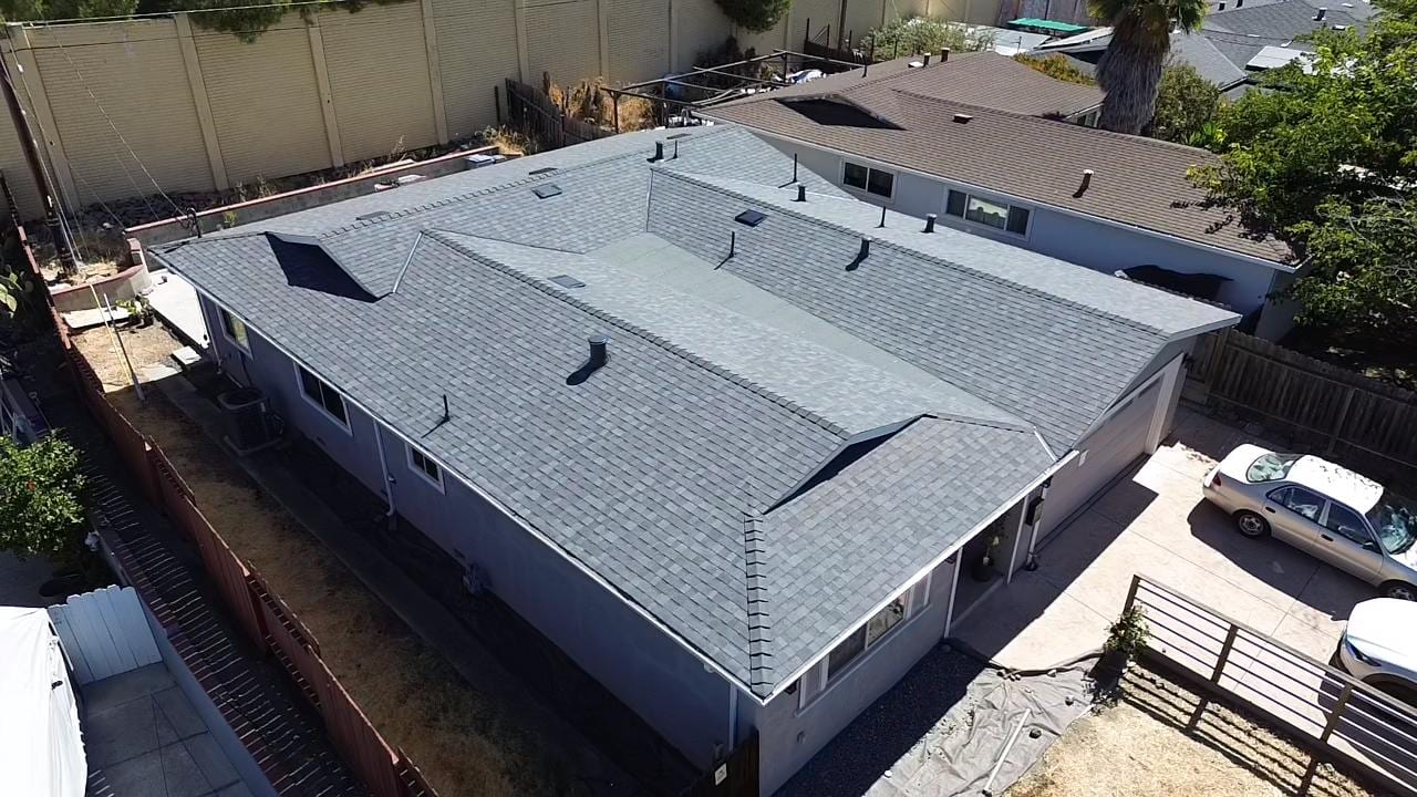 Light-Gray Shingle Reroof on a Single-Story Ranch
